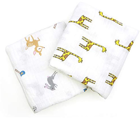 YTBUBOR Baby Mulltücher, 2 Pack 120cm × 120cm Musselintücher für Babys, Musselintuch Baby Musselin Tücher Ideal zum Reinigen, Abwischen und Abdecken von Neugeborenen