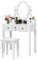 VIVOHOME Schminktisch mit LED Beleuchtung Spiegel drehbar und gepolstertem Hocker Vanity Kosmetiktisch mit Schubladen