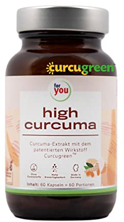 for you high curcuma Kapseln - Hochdosierter Kurkuma Extrakt von Curcugreen - 7 Mal besser bioverfügbar - Curcuma-Extrakt 500mg pro Kapsel, davon 325mg reines Curcumin - 60 Stück vegane Kapseln