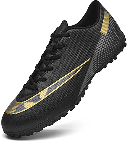 Topwolve Fußballschuhe Herren Kunstrasen Fussballschuhe Professionelle Kinder Athletics Trainingsschuhe Sport Outdoor Football Schuhe,Schwarz Gold,39 EU