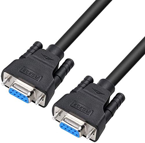 DTech DB9 RS232 Câble série femelle vers femelle Câble null modem Croix TX RX pour la communication de données (3 m, noir)