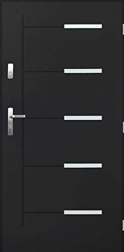 Tür WÄRME-PERMEABILITÄT: 1,3 Kankan Nano Advance Haustür Stahltür Eingangstür 4 Farben Größe 80,90 Anthrazit ([80] 890 x 2065 mit einem Türrahmen Rechts)