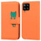 Ailisi Cover per Galaxy A12, Orange Flip Cover Cartoon Cute Frog Custodia Protettiva Caso Libro in Pelle PU con Portafoglio, Funzione Supporto - Rana, Arancia