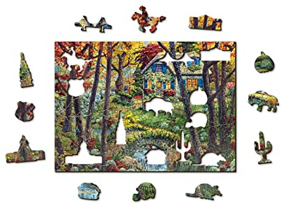 Wooden.City Holzpuzzle 200 Teile - EINE HÜTTE IM Wald - Erwachsene Kinder Tierpuzzle - Bunt Einzigartige Tierform - Haus Dekoration - Geschenk Lernspielzeug - Tolles Spielzeug - 25,4 x 18,2 cm