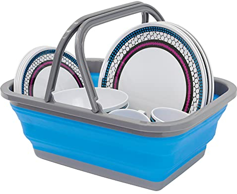 Leisurewize - Folding/Collapsible Washing Bowl with Handle - Lightweight, Space Saving Bowl - Camping and Caravanning Bowl