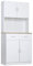 HOMCOM Alacena de Cocina Mueble Auxiliar de Cocina con Puertas Cajón y Estantes Ajustables Antivuelco para Comedor Salón 80x40x180 cm Blanco