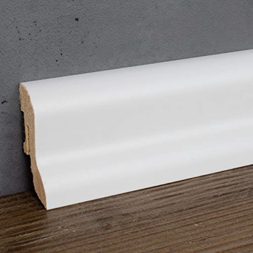 PROVISTON | Sockelleiste | Abgerundetes Profil | 20 x 40 x 2500 mm | MDF foliert | Weiß | annährend RAL 9016 | Fußleiste | 25 Meter