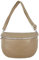 ITALYSHOP24-COM OBC Made in Italy Damen Leder Tasche Gürteltasche Crossbody Hüfttasche Bauchtasche Umhängetasche Cross-Over Bodybag Schultertasche Handytasche (Helltaupe)