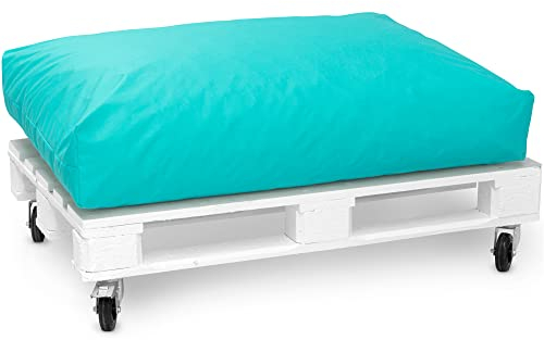 Spatium Jumbo XXL Palettenkissen Set abnehmbar Bezug wasserdicht gesteppt Palettenpolster Palettenauflage Palettensofa (Türkis, Sitzkissen 120x80x20)