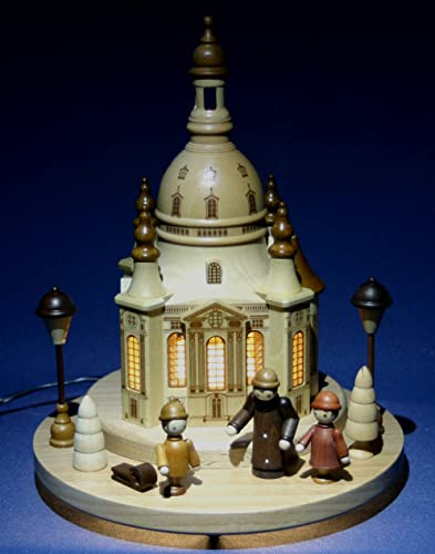 Zeidler Exclusives LED Lichterhaus Frauenkirche Dresden 22cm aus Holz innenbeleuchtet - Handarbeit aus dem Erzgebirge