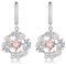 JewelryPalace 6mm Blume Herz Liebe 2.4ct Rosa Morganit-Farbe Erstellt Saphir Ohrhänger Silber 925 Damen, Marquise Schmuck Set, Ohrringe Silber mit Stein, Edelstein Mädchen Creolen Geschenke für Frauen