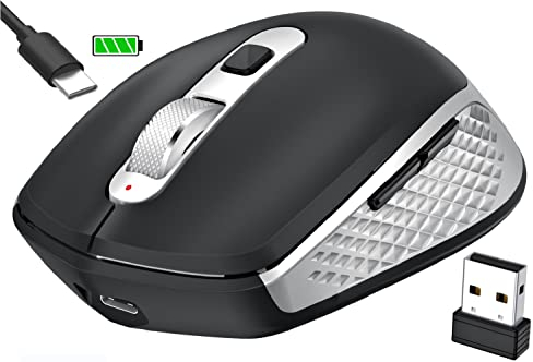 GALENMORO Bluetooth Mouse Rechargeable Wireless Ergonomic USB Receiver Silent Mouse for multiple devices Cordless Mouse Bluetooth Mouse for Laptop Computer Tablet Windows Mac PC