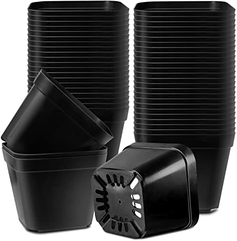 Muzhira Macetas para Semillas, 10cm 50pcs Macetas de Cultivo Cuadrado para Plantas para Interior/Exterior Jardín Plantas Plántulas y Semillas
