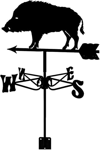 Wetterfahne Wildschwein Wetterfahne Windfahne Wetterhahn Messwerkzeuge Edelstahl Langlebig Farm Scene Windanzeige Schwarz Satin für Hof Garten Outdoor (Wildschwein)
