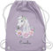 Turnbeutel Rucksack - Pferde - Pferdekopf Motiv mit Name personalisiert I Pferdemotiv I Pferd Name - Unisize - Pastell Lila - mädchen pferderucksäcke pferden pferdemädchen beutel personalisierter