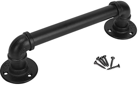 EAI Hand Rail for Stairs | Industrial Black Pipe | 600mm | 2 Brackets 1 Rail