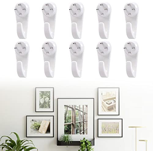 TUKNN Bilderhaken, Spurenlose Wandhaken, Bilderhaken Wandhaken, Wandbild Haken, Bilderhaken Ohne Bohren Bildaufhänger, Bilder Aufhängen Ohne Nagel Wand Wandhaken Weiß Modern, 10 Stück