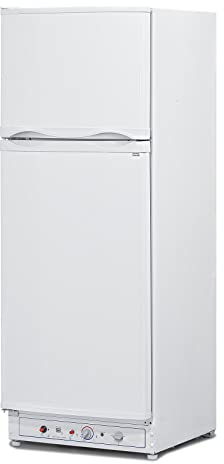 Smad Kühlschrank mit Gefrierfach, Gas/230V, Leiser Kühlschrank, Kühl-Gefrierkombination (203L+62L), für Gîte, Garage, Camping, Wohnmobil, 265L, Weiß