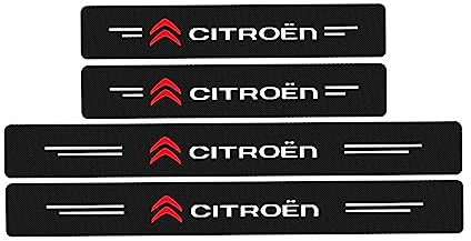 RIDGOEL 4 Pièces Protection Seuil de Porte de Voiture pour Citroens Berlingo C-Elysee C1 C3 C5 C6 C4 DS5, Autocollant en Cuir de Fibre de Carbone Plinthes pour Auto A