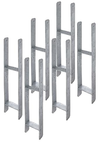 6 x siwitec H-Pfostenträger 800 x 141 mm, Materialstärke 6 mm, feuerverzinkt, Pfostenanker zum Einbetonieren mit CE-Kennzeichnung, Pfostenträger zum Einbetonieren, Pfostenschuh, Pfostenhalter