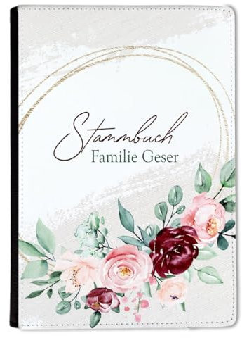CreaDesign, Stammbuch Hochzeit personalisiert, Familienstammbuch A5 aus Leder mit Klemmschiene, 15 x 22 cm