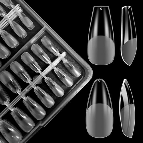 ZIFUTON 384pcs Capsule Americaine Ongle Long, Kit Faux Ongles, Capsule Ongle Pose Americaine Capsule Gel x Couverture Complète Pour Débutant, Salons de Manucure Nails- Transparent - 24 Tailles