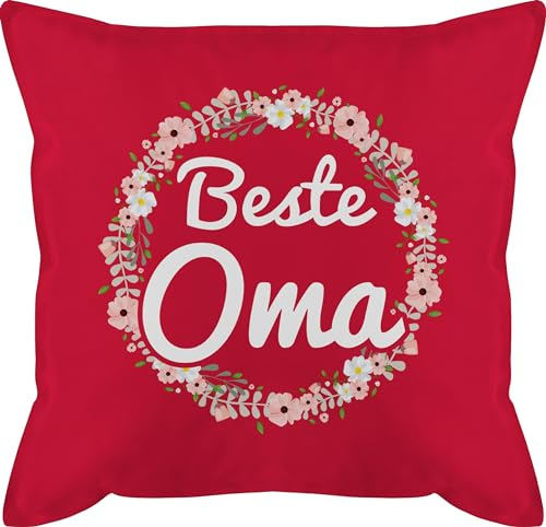 Kissen 50x50 - Großmutter - Beste Oma I Geschenk Oma Geschenkidee Omi Beste - 50 x 50 cm - Rot - Geschenke für Fuer Grandma Omas mit füllung ist die Enkelkinder Grandmother Granny sofakissen