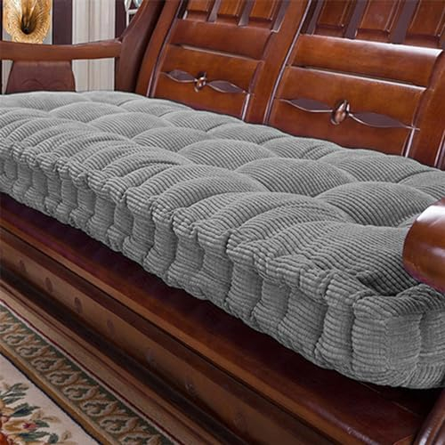 qing yun 8cm Flauschige Bank Sitzkissen 2/3 Sitzer,Samt Dicke Bank Sitzkissen Pad Boden Sofa Kissen Pad Matratze für Haus/Terrasse/Schaukel (180 * 40cm,Grau)
