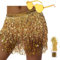 Pailletten Rock Damen Bauchtanz Hüfttuch，Glitzer Rock Damen für Halloween Karneval QuastenRock， Glitzerrock Bauchtanz Kostüm Damen und Mädchen (Polyester, Gold)