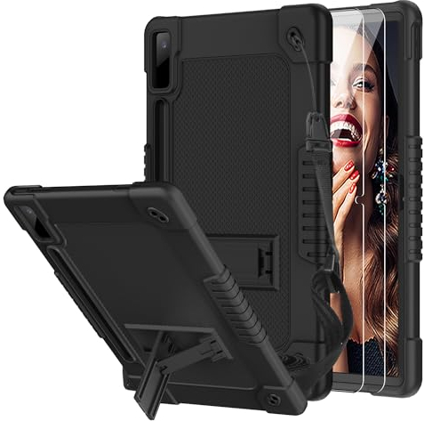 Kebiory Funda para Lenovo Tab P12 pulgadas 2023 TB370FU y correa de hombro con soporte integrado para bolígrafo para niños + 2 protectores de pantalla para Lenovo Tab P12 / Lenovo Xiaoxin Pad Pro de