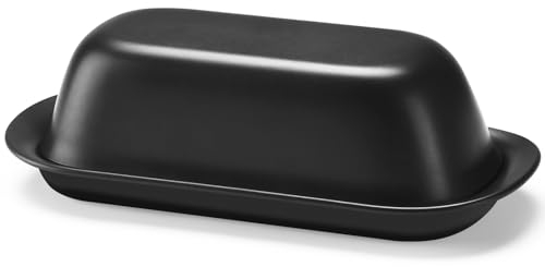 Hekeieon Butter Dish with Lid, Butter Keeper for Countertop, Airtight Butter Dish, Plastic Butter Keeper Tray for West/ East Coast Butter, Dishwasher Safe(Black), black-01