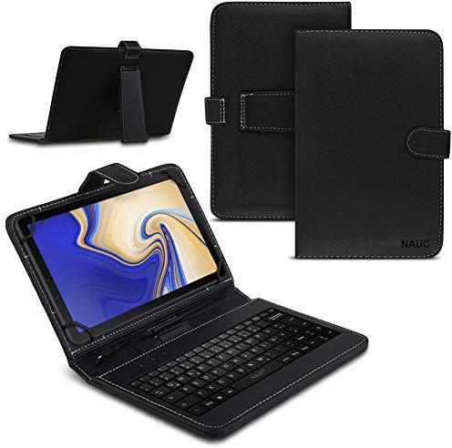NAUCI Tablet Tasche kompatibel mit Samsung Galaxy Tab S4 10.5 USB Tastatur Keyboard Hülle Cover QWERTZ Standfunktion Micro USB Schutzhülle