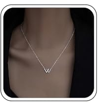 Inateannal Cubic Zirkonia Initiale Halskette Silber Buchstabe W Anhänger Halskette Kleine Initiale W Kette Halskette Kristall Buchstabe Choker Halskette Schmuck Für Frauen Und Mädchen