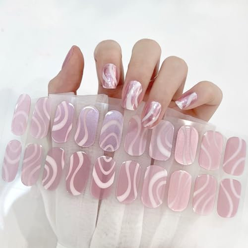 22 Stickers False Nails - Press on Nails - Soft Self-Adhesive Gel Nail Stickers - Upgrade Long-Lasting Fake Nails Stick on Nails for Women and Girls Nail Art No UV/LED Lamp Required