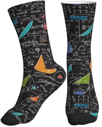 BEntLi Crew-Socken, Kompressionssocken, Sportsocken, Wadensocken, Yoga-Socken für Unisex, 40 cm,Mathematik zählt auf Schwarz