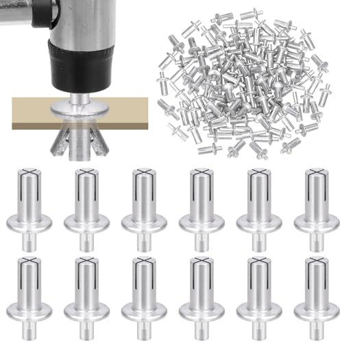 Glarks 100pcs M5 x 11mm Aluminum Core Rivets with Round Head Knock Type Expansion Aluminum Rivets Half Round Head Aluminum Core Rivets Hammer Drive Rivets for Mechanical Equipment