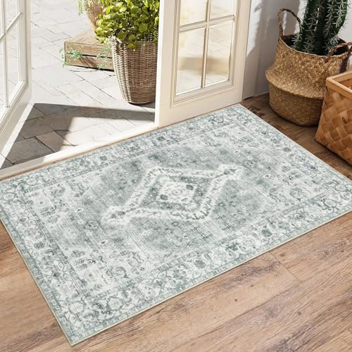 Homcomodar Door Mat Indoor 50x80cm Entrance Door Mats Non-Slip Doormats Washable Dirt Trapper Floor Mats Inside Absorbent Entrance Rug for Entryway Grey
