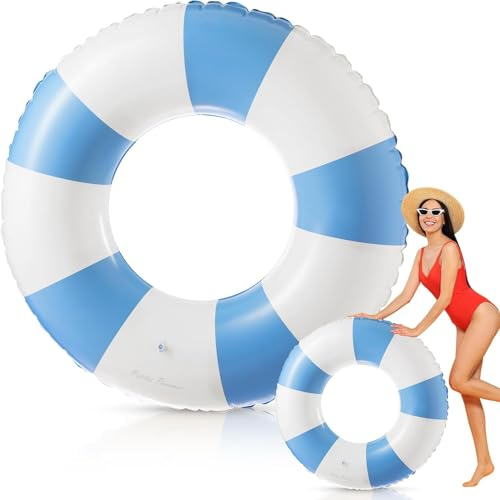 Schwimmreifen Schwimmring, Aufblasbarer Schwimmring, Schwimmreifen groß120cm, Wasserspielzeug für Pool und Strand Party Spielzeug für Kinder und Erwachsene (blau)