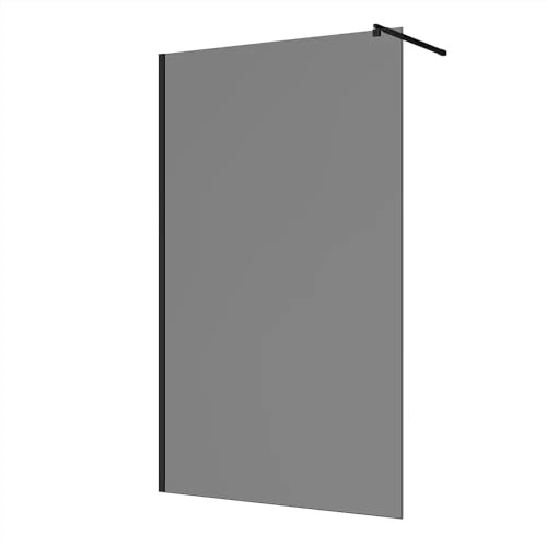 Parete Doccia WALK IN vetro FUME' NERO 8mm H 200 cm anticalcare reversibile (90 cm)