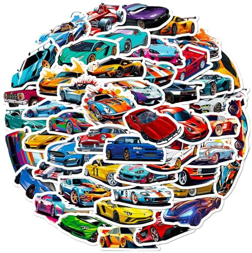 Racing Stickers Set 50pcs Cool Stickers Waterproof Stickers for Water Bottle Personalized Trendy car Stickers for Laptop Gift for Children Teens Adults