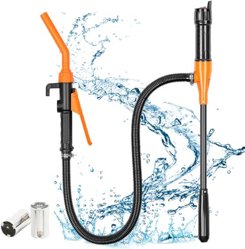 Pompa di Trasferimento del Carburante, Portatile Pompa Travaso Liquidi Alimentata a Batteria, 2,4 GPM Pompa a Sifone Elettrica per Benzina, Diesel, Acqua