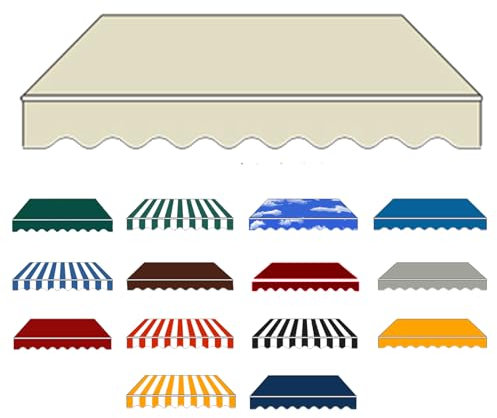 Toldo articulado resistente al agua, protección solar, toldo para balcón: con marco grueso, toldo extensible manual, práctico e inoxidable, protección UV (crema, 5 x 3 m)