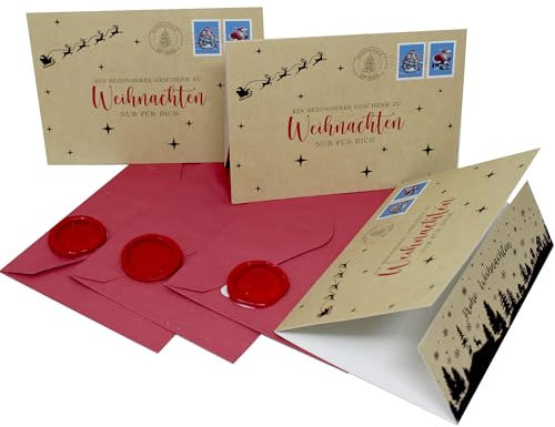 3 Geldgeschenke zu Weihnachten mit echten roten Wachssiegeln