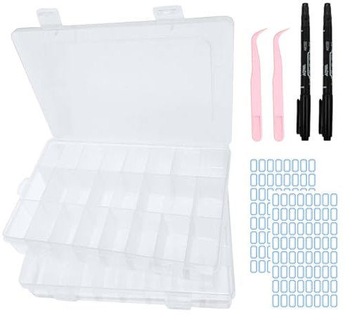 ZOCONE 2 Stück 24 Gitter Sortierboxen für Kleinteile Transparente Sortierbox Kleine Fächer Plastik Aufbewahrungsbox mit Verstellbaren Einsatz Sortierkasten für Lego Schrauben Perlen Bügelperlen
