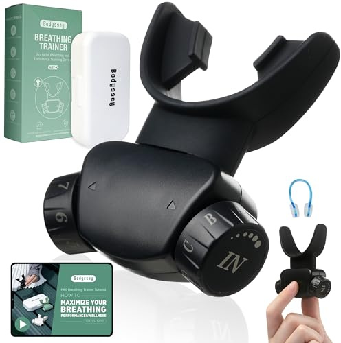 Bodyssey Atemtrainer | Premium Silikon Trainer | Boost Atemmuster | Einstellbare Widerstandsstufen | Kompakt, tragbar und leicht zu pflegen (Schwarz)