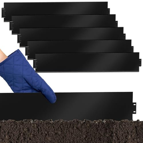 Eikuavons Rasenkante verzinkt Metall, Beeteinfassung 5m 10m 15m 20m 25m 30m 35m 40m 45m 50m 100x15cm oder 100x18cm, Flexible Verformbar Beetumrandung, Schwarz (Länge 15m - Höhe 15cm)