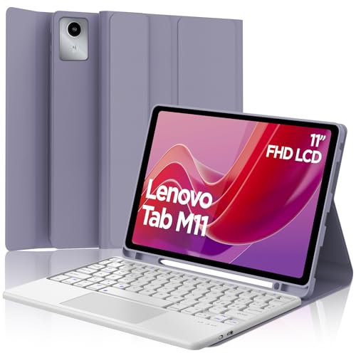 SENGBIRCH Custodia Tastiera Lenovo Tab M11 11 2024, Tastiera con Trackpad per Lenovo Tab M11 2024, 7 Colori di Retroilluminazione Italiano QWERTY Rimovibile Bluetooth Tastiera, Vestiti viola