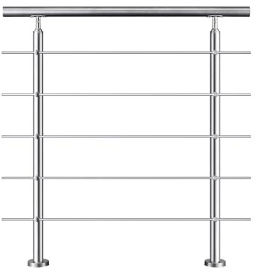 AICA Barandilla de acero inoxidable 304 - Pasamanos para escaleras - para balcones, escaleras, balaustradas con travesaños (120 cm, 5 travesaños)