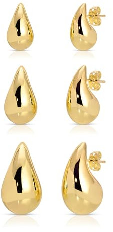 Tropfenohrringe Dupes für Frauen Dickes Gold Chunky Hoop Ohrring Wassertropfen Ohrring für Frauen Hypoallergen, Messing, Kein Edelstein