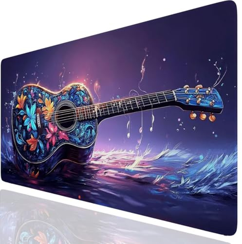 Guitar Gaming Mouse Mat Music Mouse Pad Large 600x400x3mm, Extended Waterproof Mousepad Smooth Cloth Surface Improved Precision And Speed, Desk Mat Non-Slip Rubber Base for Home Office Gaming GKuk-955